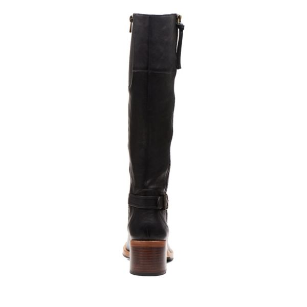 Clarks Womens Clarkdale Sona Knee High Boots Black | UK-386951